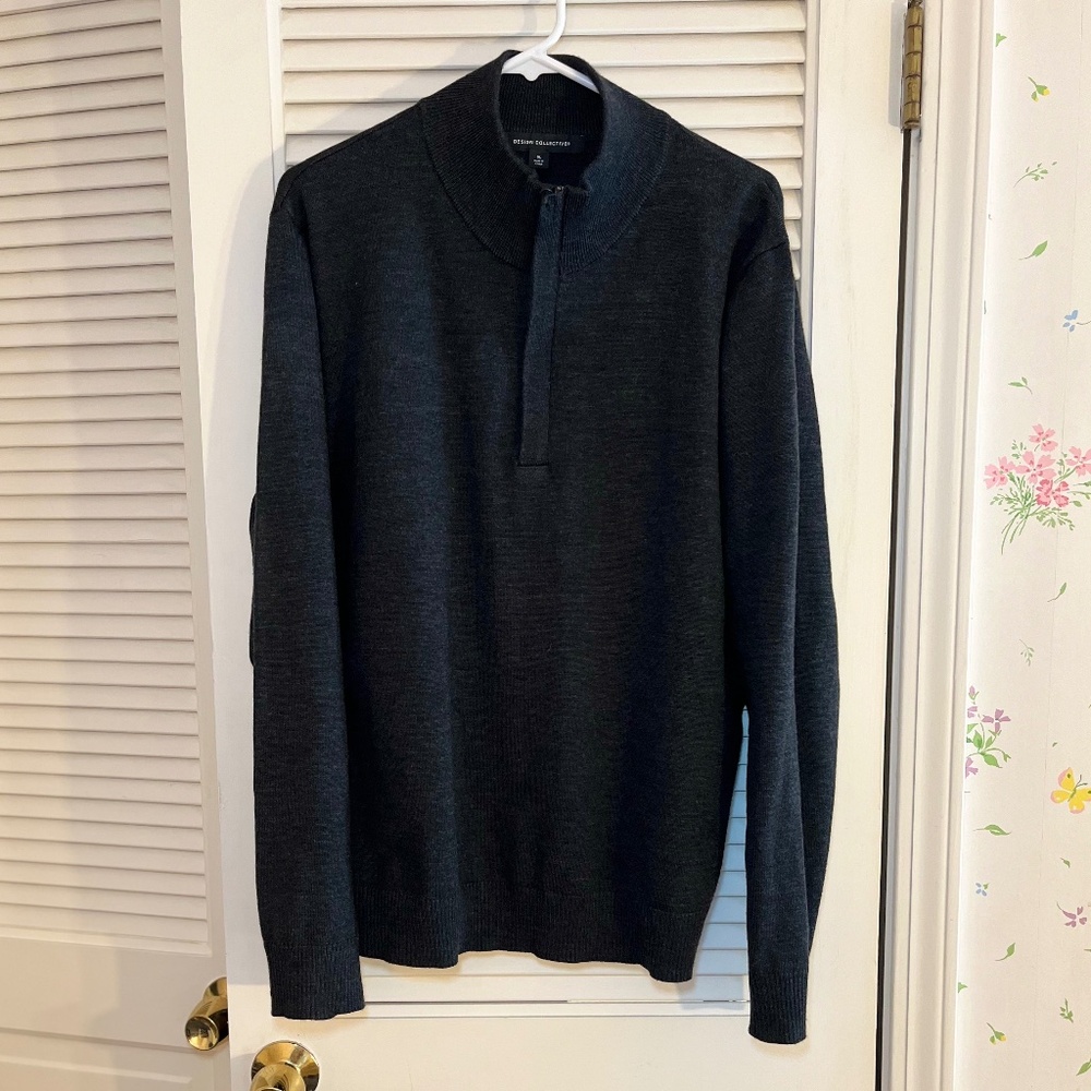 Design Collective MENS Charcoal Gray Quarter Zip Sweater XL